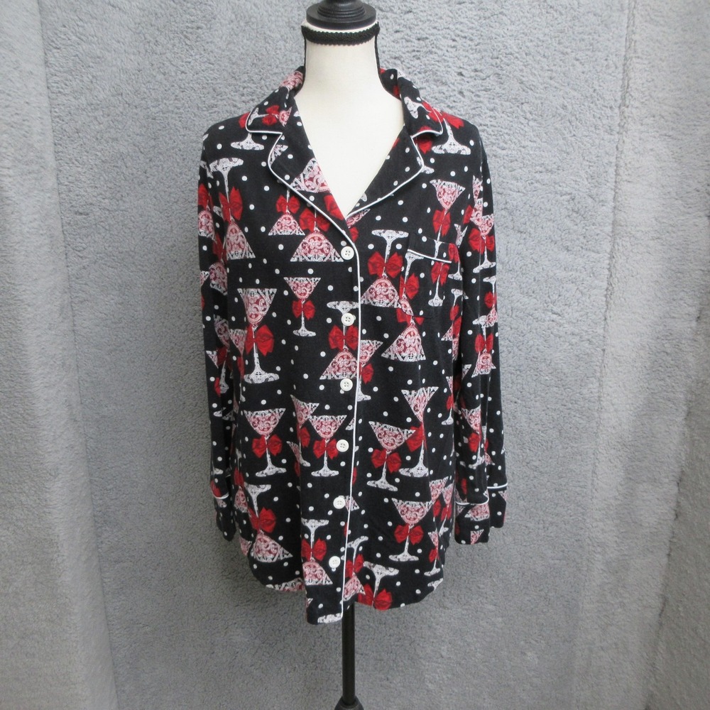 Soma Pajama Sleep Top Women M Martini Print Modal Holiday Comfort Cozy Lounge